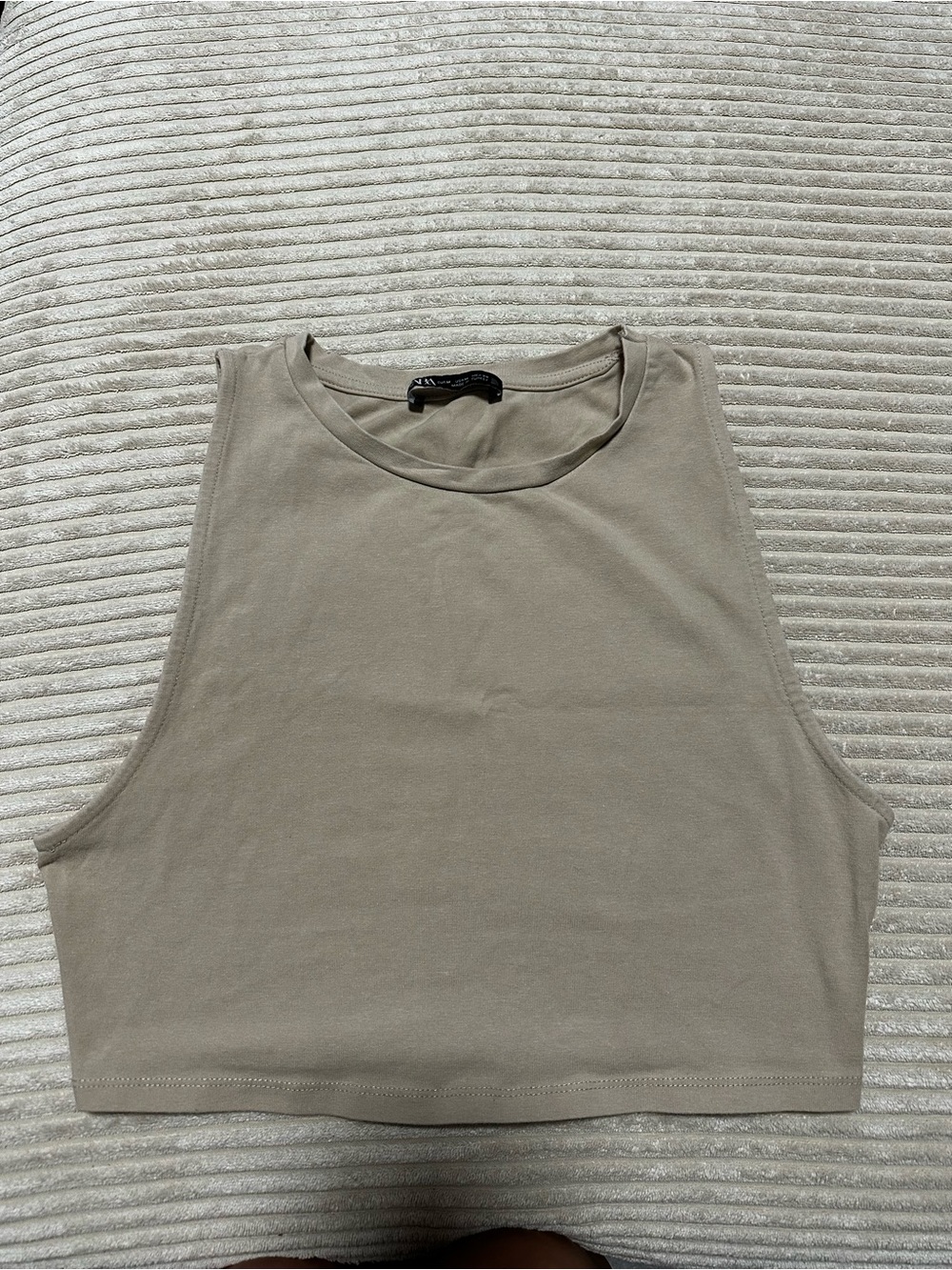 Zara Cropped Tank Top - Taupe Beige